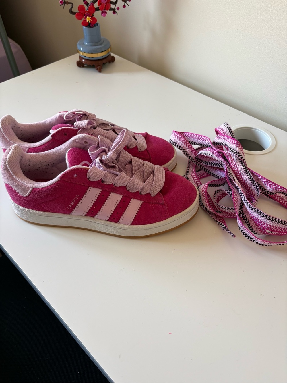Adidas Campus Sneakers Bright Pink with Light Pink Stripes